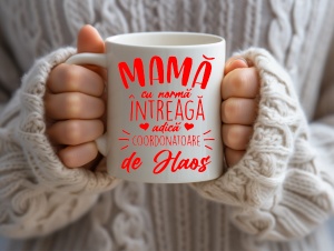 Cana alba personalizata cu textul Mama cu norma intreaga! Coordonatoare de Haos - Cadou (copiază) - Img 2