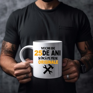 Cana alba personalizata cu textul Vechi de .. ani si inca pe piese originale - Img 83