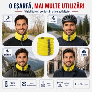 Eșarfă Tubulară Bărbați Reflectorizantă, Fluorescentă și Multifuncțională – HV Twister 3V8 - Img 7