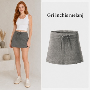 Fustă Damă 2 în 1 tip Fustă-Pantalon cu Pantaloni Scurți, Casual Sport și Elastică – Two in One 604 - Img 14