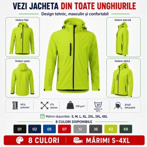 Geacă Bărbați tip Jachetă Softshell cu Glugă Detașabilă, Impermeabilă și Elastică – Performance 522 - Img 5