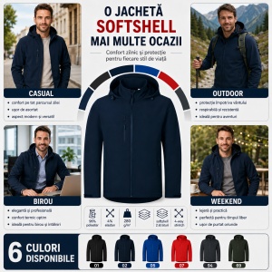 Geacă Bărbați tip Jachetă Softshell cu Glugă, Elastică și Modernă – Trail 548 - Img 8