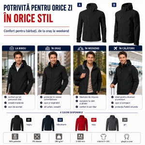 Geacă Bărbați tip Jachetă Softshell cu Glugă, Impermeabilă și Elastică – Nano 531 - Img 9