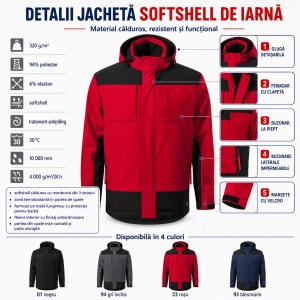 Geacă Bărbați tip Jachetă Softshell de Iarnă, Impermeabilă și Călduroasă – Vertex W55 - Img 2