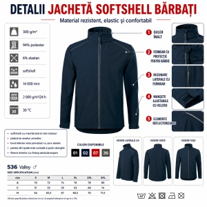 Geacă Bărbați tip Jachetă Softshell fără Glugă, Impermeabilă și Elastică – Valley 536 - Img 2