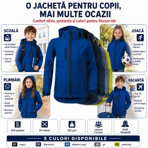 Geacă Copii tip Jachetă Softshell cu Glugă Detașabilă, Impermeabilă și Elastică – Performance 535 - Img 6