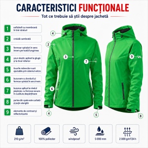 Geacă Damă tip Jachetă Softshell cu Glugă, Impermeabilă și Rezistentă la Vânt – Cool 514 - Img 9