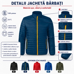 Geacă tip Jachetă Bărbați cu Fermoar, Matlasată și Ușoară – Phantom 540 - Img 2