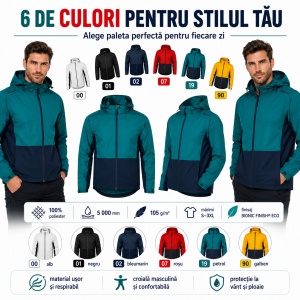 Geacă tip Jachetă Impermeabilă Bărbați cu Glugă Detașabilă, Windproof – Rainbow 538 - Img 7