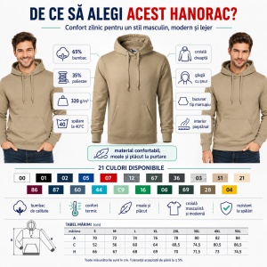 Hanorac Bărbat Malfini Cape 413, 65% Bumbac, 320 g/m², Glugă cu Șnur, Buzunar Marsupiu, 21 Nuanțe, Mărimi S–5XL - Img 2