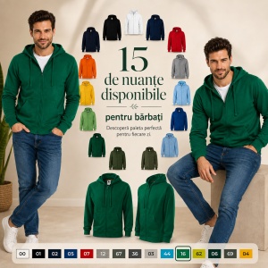 Hanorac Bărbați cu Fermoar și Glugă Malfini 410 Trendy Zipper – 300 g/m² - Img 9