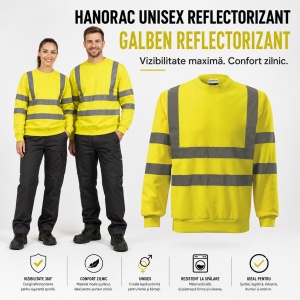 Hanorac bluză reflectorizantă unisex fără glugă, damă și bărbat, benzi 3M - Img 13