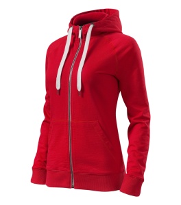 Hanorac dama tip bluza cu fermoar si buzunare de culoare rosu