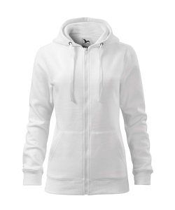 Hanorac dama tip bluza cu fermoar si 2 buzunare de culoare alb