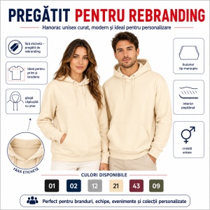 Hanorac unisex cu glugă pentru damă și bărbat, bumbac organic, 280 g/m² - Img 9