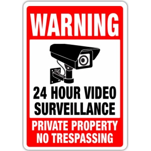 Indicator 24 Hour Video Surveillance Sign, Sticker autocolant