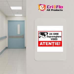 Indicator 24 ore supraveghere video atentie, Sticker autocolant - Img 5
