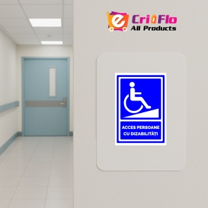 Indicator Acces persoane cu dizabilitati cu rampa, Sticker autocolant - Img 4