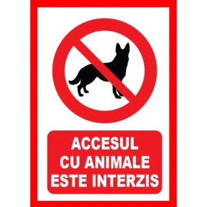 Indicator Accesul cu animale este interzis, Sticker autocolant