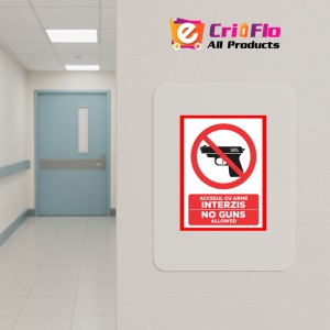 Indicator Accesul cu arme interzis no guns allowed, Sticker autocolant - Img 5