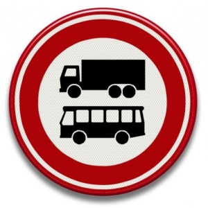 Indicator Accesul interzis autobuzelor si camioanelor, Sticker autocolant