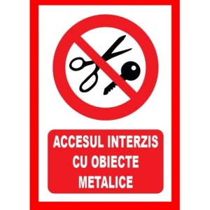 Indicator Accesul interzis cu obiecte metalice, Sticker autocolant