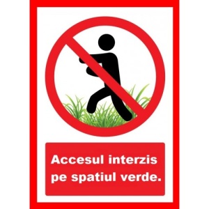 Indicator Accesul interzis pe spatiul verde iarba teren de sport, Sticker autocolant