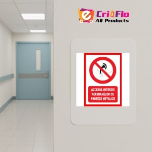 Indicator Accesul interzis persoanelor cu proteze metalice, Sticker autocolant - Img 5