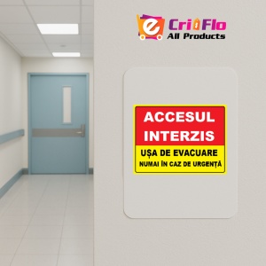 Indicator Accesul interzis usa de evacuare numai in caz de urgenta, Sticker autocolant - Img 5