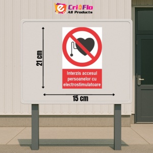 Indicator accesul persoanelor cu electrostimulatoare indicatoare protectia muncii, Sticker autocolant - Img 2