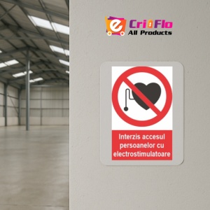 Indicator accesul persoanelor cu electrostimulatoare indicatoare protectia muncii, Sticker autocolant - Img 4