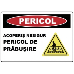 Indicator Acoperis nesigur pericol de prabusire, Sticker autocolant