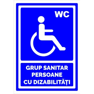 Indicator Albastru grup sanitar persoane cu dizabilitati, Sticker autocolant