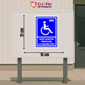Indicator Albastru grup sanitar persoane cu dizabilitati, Sticker autocolant - Img 2