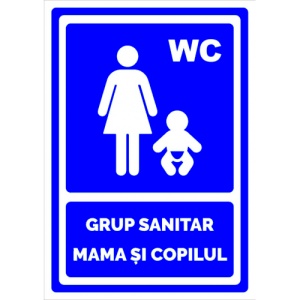 Indicator Albastru pentru grup sanitar mama si copilul, Sticker autocolant