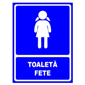 Indicator Albastru pentru toaleta fete, Sticker autocolant