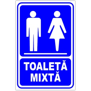 Indicator Albastru toaleta mixta, Sticker autocolant