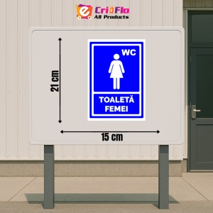 Indicator Albastru toaleta pentru femei, Sticker autocolant - Img 2
