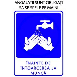 Indicator Angajatii sunt obligati sa se spele pe maini, Sticker autocolant