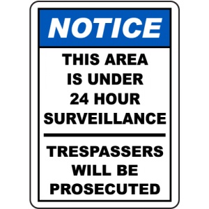 Indicator Area Under 24 Hour TV Surveillance Sign, Sticker autocolant