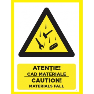 Indicator Atentie cad materiale caution materials fall, Sticker autocolant