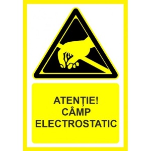 Indicator Atentie camp electrostatic, Sticker autocolant