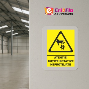 Indicator Atentie cutite rotative neprotejate, Sticker autocolant - Img 4