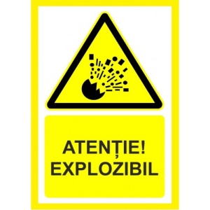 Indicator Atentie explozibil, Sticker autocolant