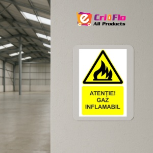 Indicator Atentie gaz inflamabil indicator de avertizare, Sticker autocolant - Img 4