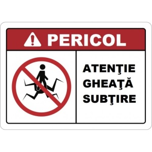 Indicator Atentie gheata subtire, Sticker autocolant