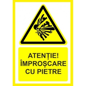 Indicator Atentie improscare cu pietre, Sticker autocolant