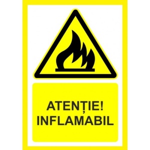 Indicator Atentie inflamabil, Sticker autocolant