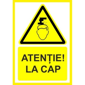Indicator Atentie la cap, Sticker autocolant