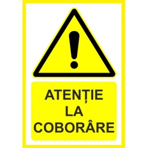 Indicator Atentie la coborare, Sticker autocolant